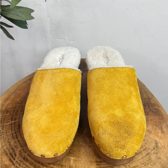 Rag & Bone Mara Mustard Yellow Suede and sherling Lined Clog sz 36 or 6 US - Picture 3 of 9